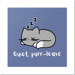 Quiet Purr-lease Sleeping Cat Pun Posters and Art